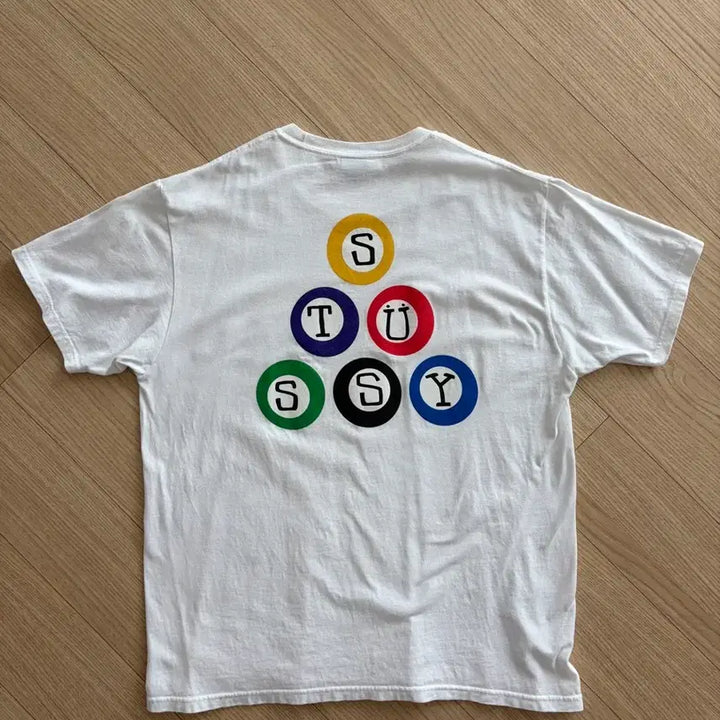 [BUNJANG] Stussy Billiard T-Shirt White / [L]스투시 빌리아드 티셔츠 화이트