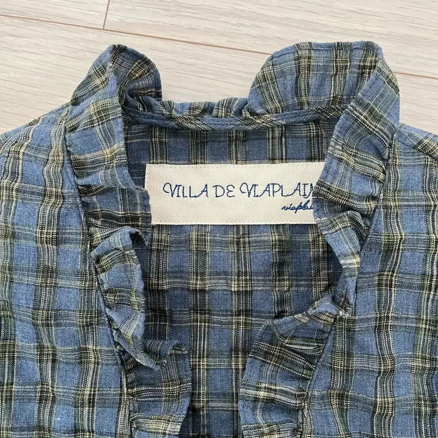 [BUNJANG] Via Plane Victoria Frill Check Blouse / 비아플레인 빅토리아 프릴 체크 블라우스 (블루체크)