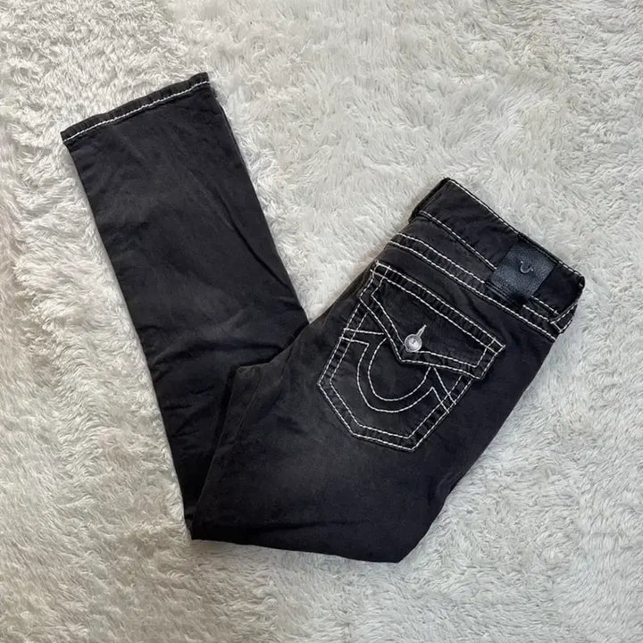 [BUNJANG] True Religion Black Washed Stitch Denim Jeans / 트루릴리젼 블랙 워싱 스티치 데님 32