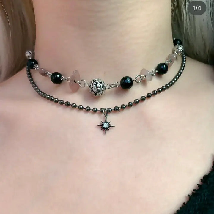 [BUNJANG] Dark Beam Choker Necklace / 수집 다크 빔 초커 패션 목걸이