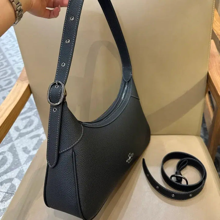 [BUNJANG] Coach Black Leather Shoulder Bag / 코치 블랙 레더 숄더백 + 스트랩