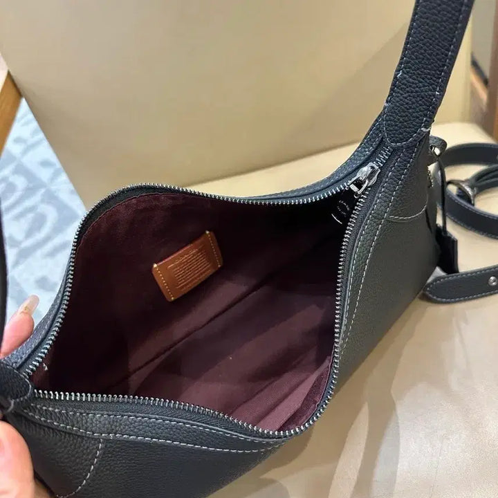 [BUNJANG] Coach Black Leather Shoulder Bag / 코치 블랙 레더 숄더백 + 스트랩