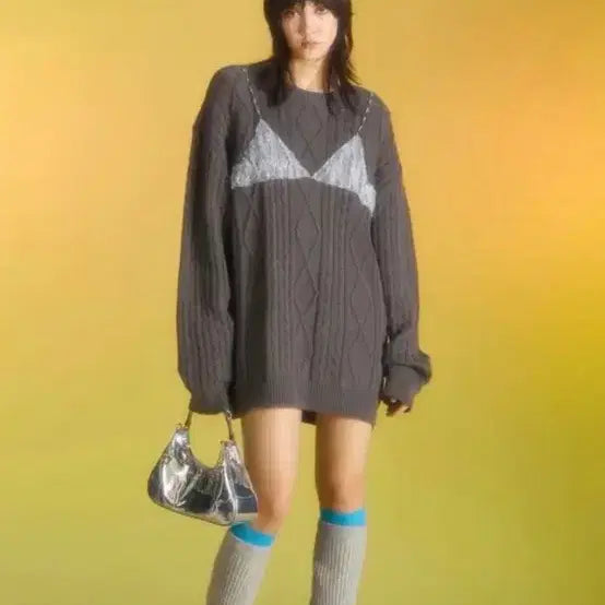 [BUNJANG] Andersson Bell Lace Lingerie Boyfriend Knit Sweater / 앤더슨벨 레이스 란제리 보이프렌드 니트 S/M