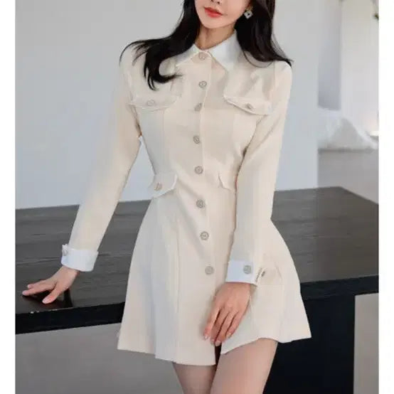 [BUNJANG] T-nani Mini Collar Dress (Beige) - S Size / (새상품) 15->6 티나니 카라 미니 원피스 S 베이지