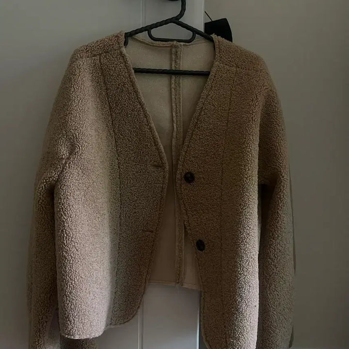 [BUNJANG] Beige Sherpa Fleece Jacket / 베이지 뽀글이 양털 자켓