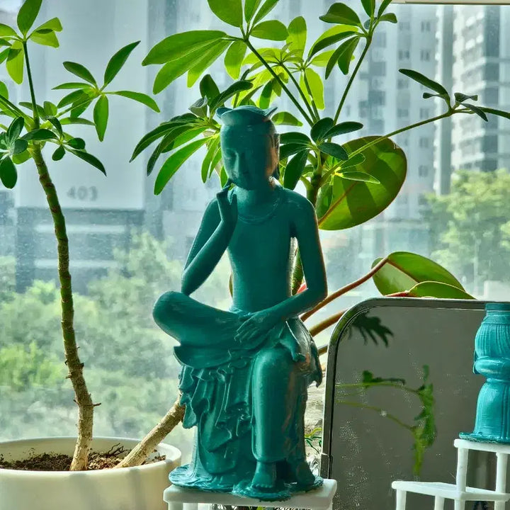 [BUNJANG] Celadon Porcelain Contemplating Bodhisattva Statue / 반가사유상 비취색(깊은하늘색)