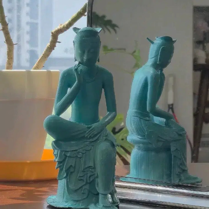 [BUNJANG] Celadon Porcelain Contemplating Bodhisattva Statue / 반가사유상 비취색(깊은하늘색)
