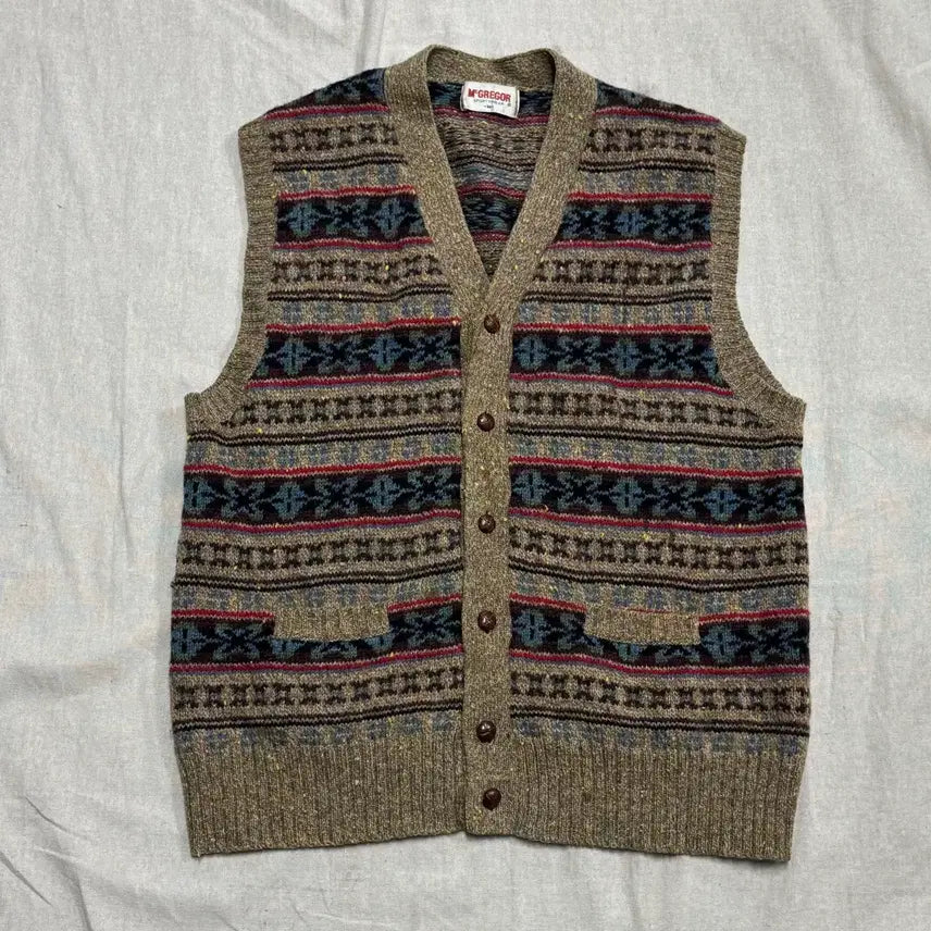 [BUNJANG] McGregor Vintage Ethnic Pattern Wool Vest M / 맥그리거 빈티지 에스닉 패턴 울 베스트 M