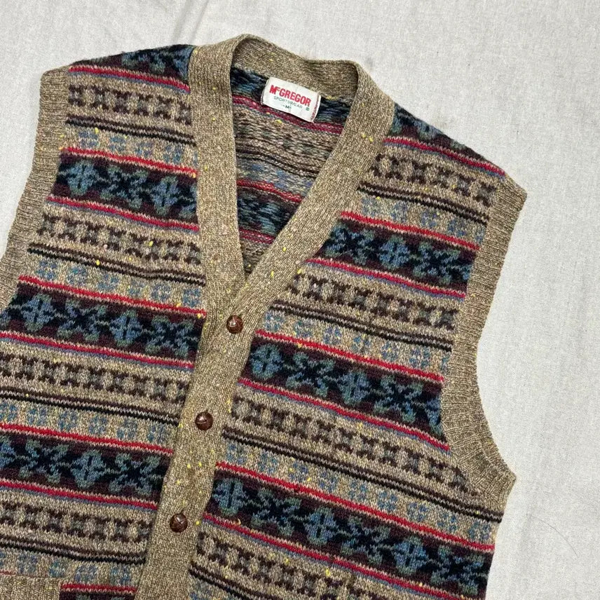 [BUNJANG] McGregor Vintage Ethnic Pattern Wool Vest M / 맥그리거 빈티지 에스닉 패턴 울 베스트 M