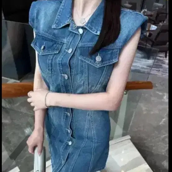 [BUNJANG] You On Closet Denim Mini Dress / (새상품) 유온클로젯 청 미니 원피스 수입의류