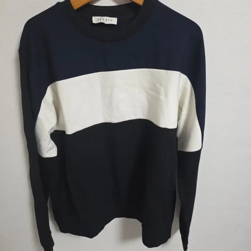 [BUNJANG] Sandro Paris Color Block Crewneck Sweatshirt / 산드로(Sandro) 파리 정품 배색 크루넥 맨투맨 (사이즈 M)
