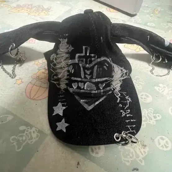 [BUNJANG] Subculture Denim Punk Rabbit Ball Cap / 지뢰계 서브컬쳐 데님 펑키 토끼 볼캡
