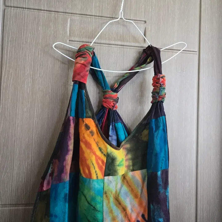 [BUNJANG] Colorblock Long Cotton Dress / 면 나시 칼라 조각 롱 원피스