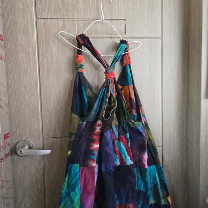 [BUNJANG] Colorblock Long Cotton Dress / 면 나시 칼라 조각 롱 원피스