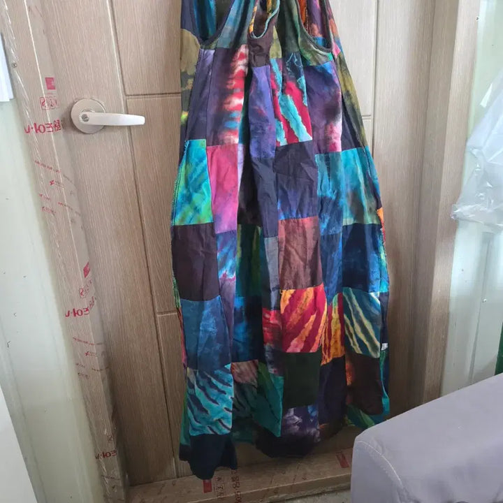 [BUNJANG] Colorblock Long Cotton Dress / 면 나시 칼라 조각 롱 원피스