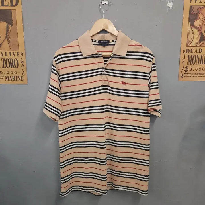 [BUNJANG] Burberry Stripe Short-Sleeve Polo Shirt / 버버리 스트라이프 반팔 카라티