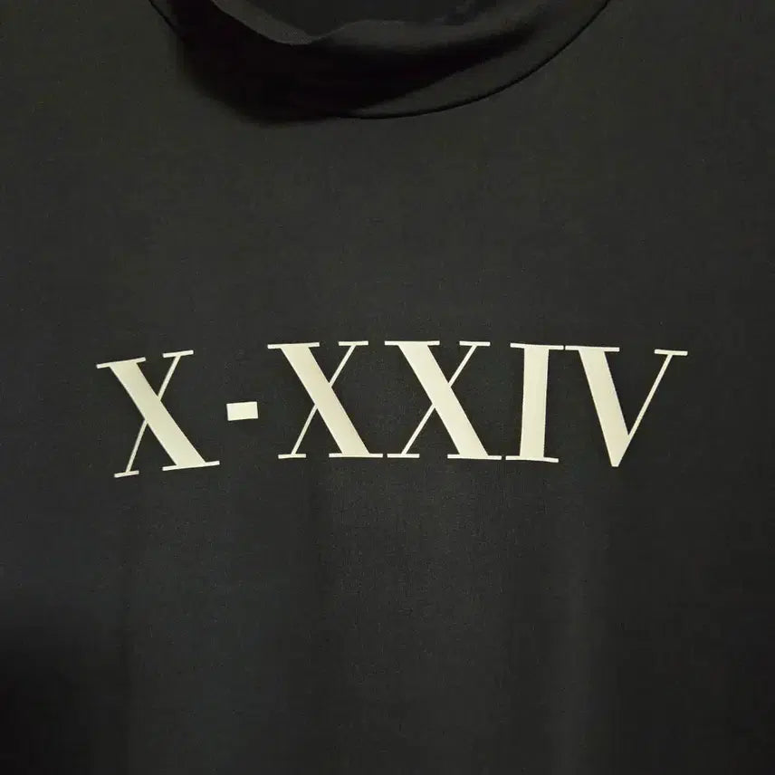 [BUNJANG] X-XXIV Printed Mock Neck Short Sleeve T-Shirt / X-XXIV 프린팅 반목 반팔티셔츠
