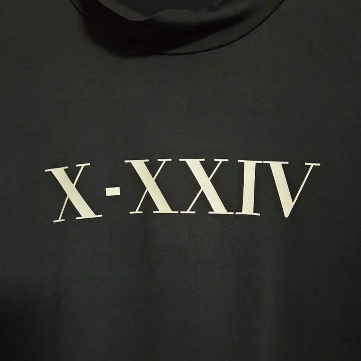 [BUNJANG] X-XXIV Printed Mock Neck Short Sleeve T-Shirt / X-XXIV 프린팅 반목 반팔티셔츠