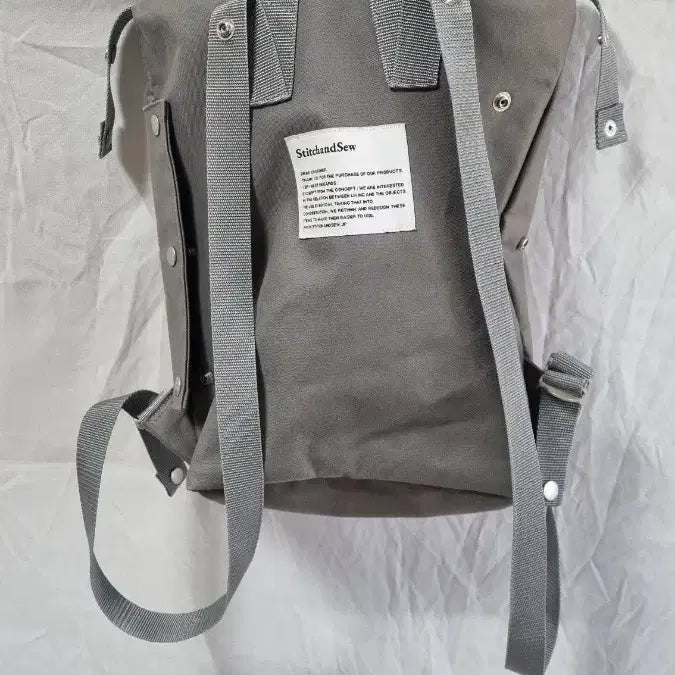 [BUNJANG] StitchandSew Grey Cotton Square Backpack / StitchandSew 그레이 백팩 스티치앤쏘 일본빈티지