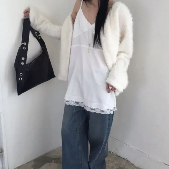 [BUNJANG] Monoganzi Lace Layered Dress / 레이스 원피스 여성 뷔스티에 나시 레이어드 새틴 슬립 슬리브리스