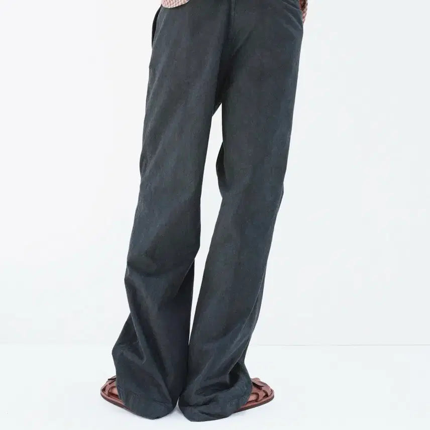 [BUNJANG] Orrery Garment Dyed Pins Light Chino One-Tuck Wide Pants Black 3 / 오라리 가먼트 다이드 핀스 라이트 치노 원턱 와이드 팬츠 블랙 3