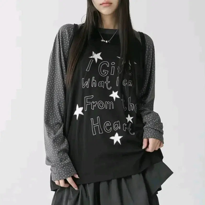 [BUNJANG] Binary One Star T-Shirt &amp; Obec Bootcut Star Pants Set / 바이너리원 스타 티셔츠 오베크 부츠컷 스타팬츠 긴팔티 에이블리