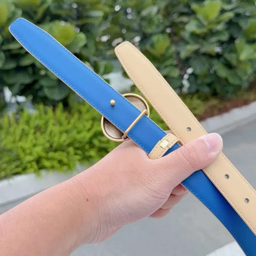 [BUNJANG] Celine Triomphe Plate Leather Belt / 셀린느 트리오페 플레이트 가죽 벨트