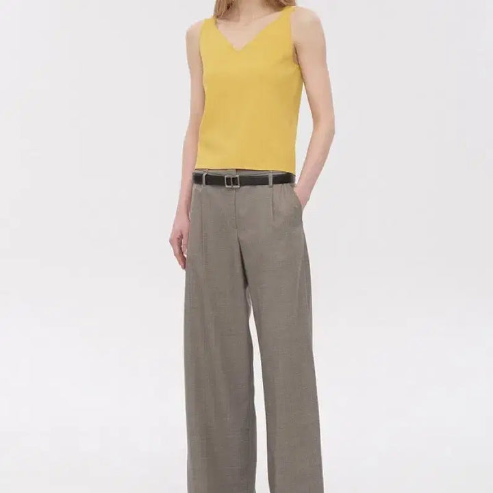 [BUNJANG] TIME Wool Blend Collarless Crop Jacket &amp; Pants Set / 타임 울 블렌드 칼라리스 크롭 자켓 &amp;팬츠 세트