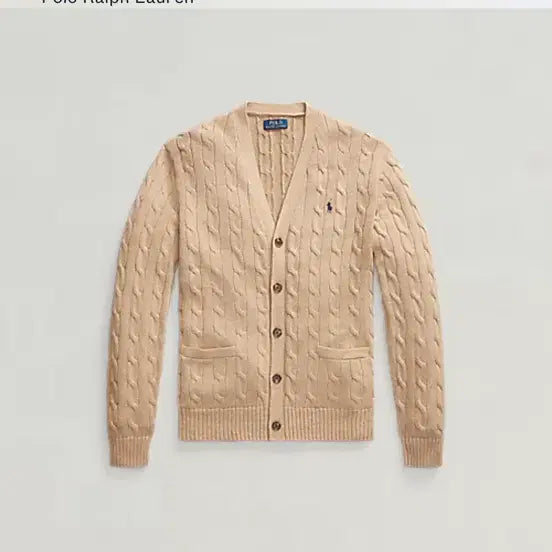 [BUNJANG] Polo Cable Knit Cardigan Brown M / 폴로 꽈배기 가디건