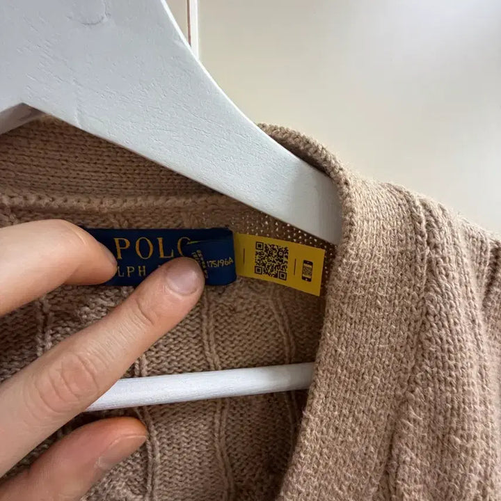 [BUNJANG] Polo Cable Knit Cardigan Brown M / 폴로 꽈배기 가디건