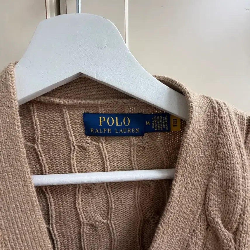 [BUNJANG] Polo Cable Knit Cardigan Brown M / 폴로 꽈배기 가디건