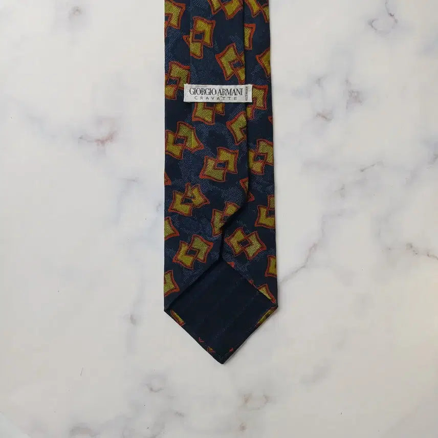 [BUNJANG] Giorgio Armani Geometric Pattern Silk Tie / 조르지오 아르마니 네이비 기하 패턴 넥타이 9.5cm A+등급 G26