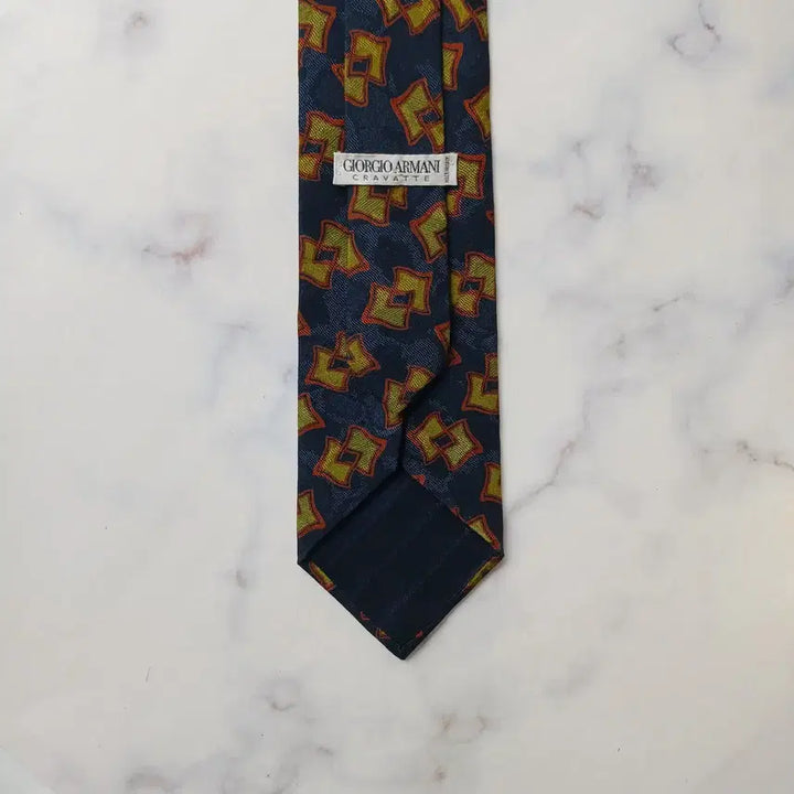 [BUNJANG] Giorgio Armani Geometric Pattern Silk Tie / 조르지오 아르마니 네이비 기하 패턴 넥타이 9.5cm A+등급 G26