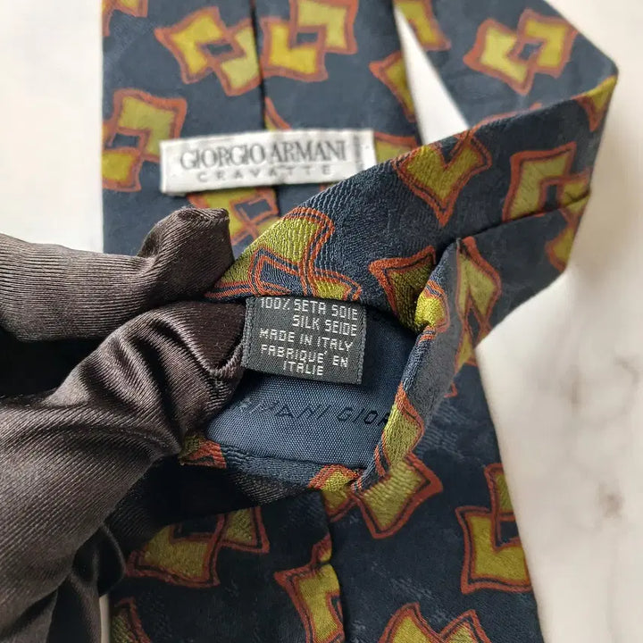 [BUNJANG] Giorgio Armani Geometric Pattern Silk Tie / 조르지오 아르마니 네이비 기하 패턴 넥타이 9.5cm A+등급 G26