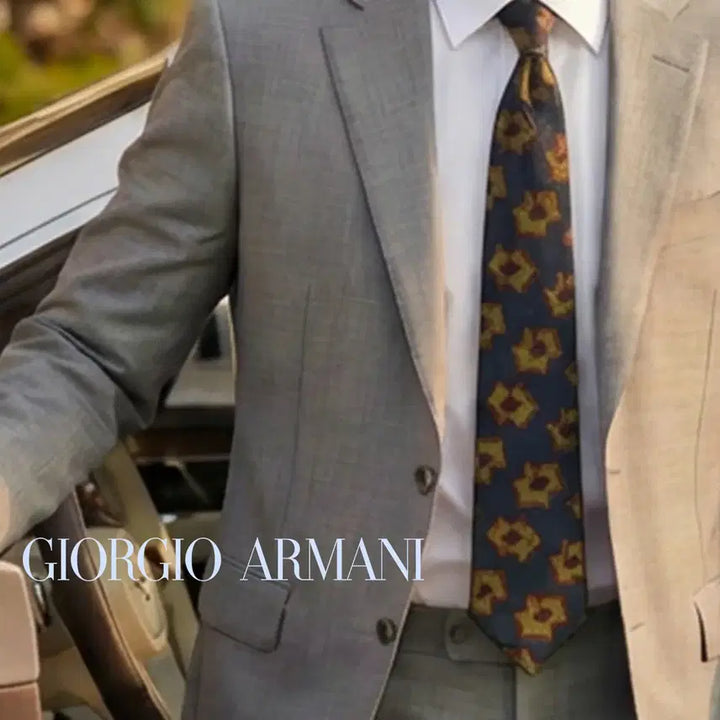 [BUNJANG] Giorgio Armani Geometric Pattern Silk Tie / 조르지오 아르마니 네이비 기하 패턴 넥타이 9.5cm A+등급 G26