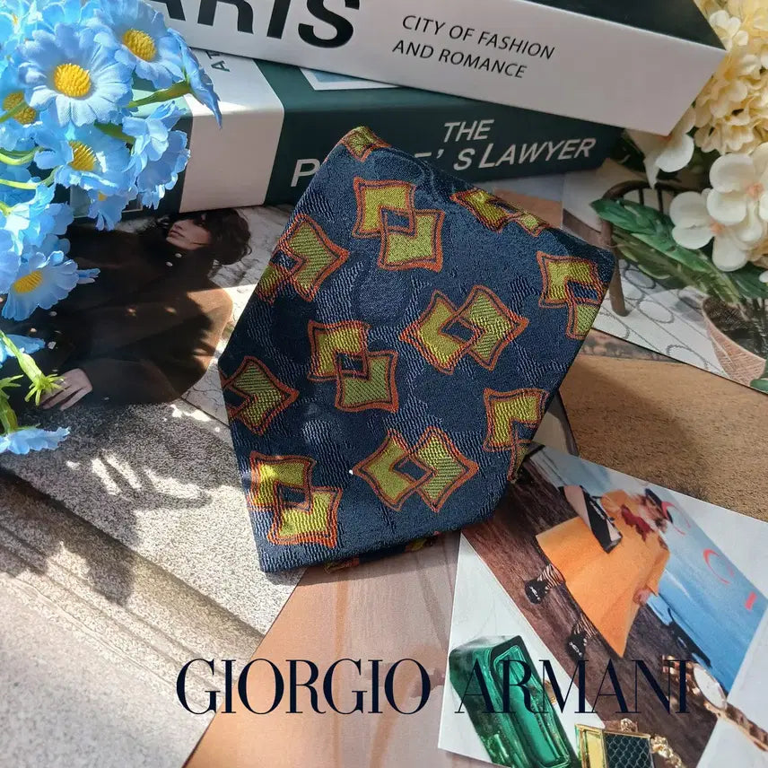 [BUNJANG] Giorgio Armani Geometric Pattern Silk Tie / 조르지오 아르마니 네이비 기하 패턴 넥타이 9.5cm A+등급 G26