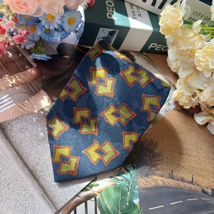 [BUNJANG] Giorgio Armani Geometric Pattern Silk Tie / 조르지오 아르마니 네이비 기하 패턴 넥타이 9.5cm A+등급 G26