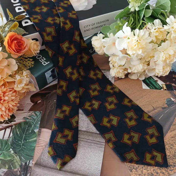 [BUNJANG] Giorgio Armani Geometric Pattern Silk Tie / 조르지오 아르마니 네이비 기하 패턴 넥타이 9.5cm A+등급 G26