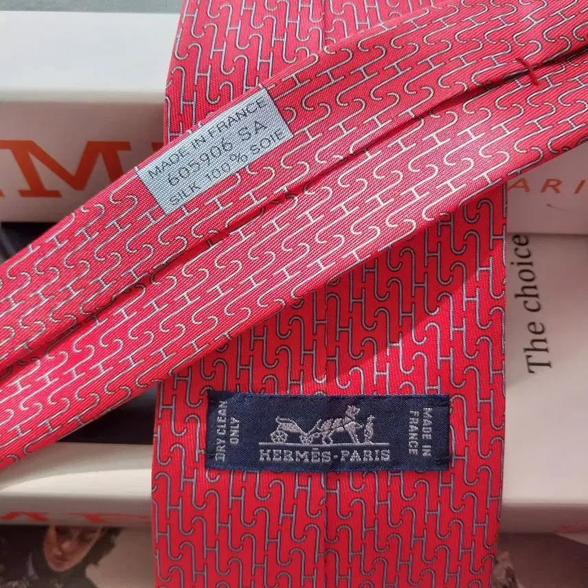 [SOLD OUT] 에르메스 실크 진핑크 H모티브 패턴 넥타이 8cm A+등급 K2591