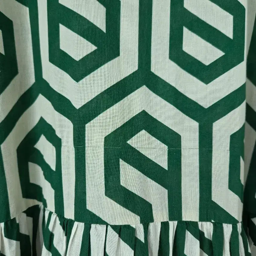 [BUNJANG] ZARA Green Pattern Maxi Dress / 자라 그린패턴 풍성맥시원피스