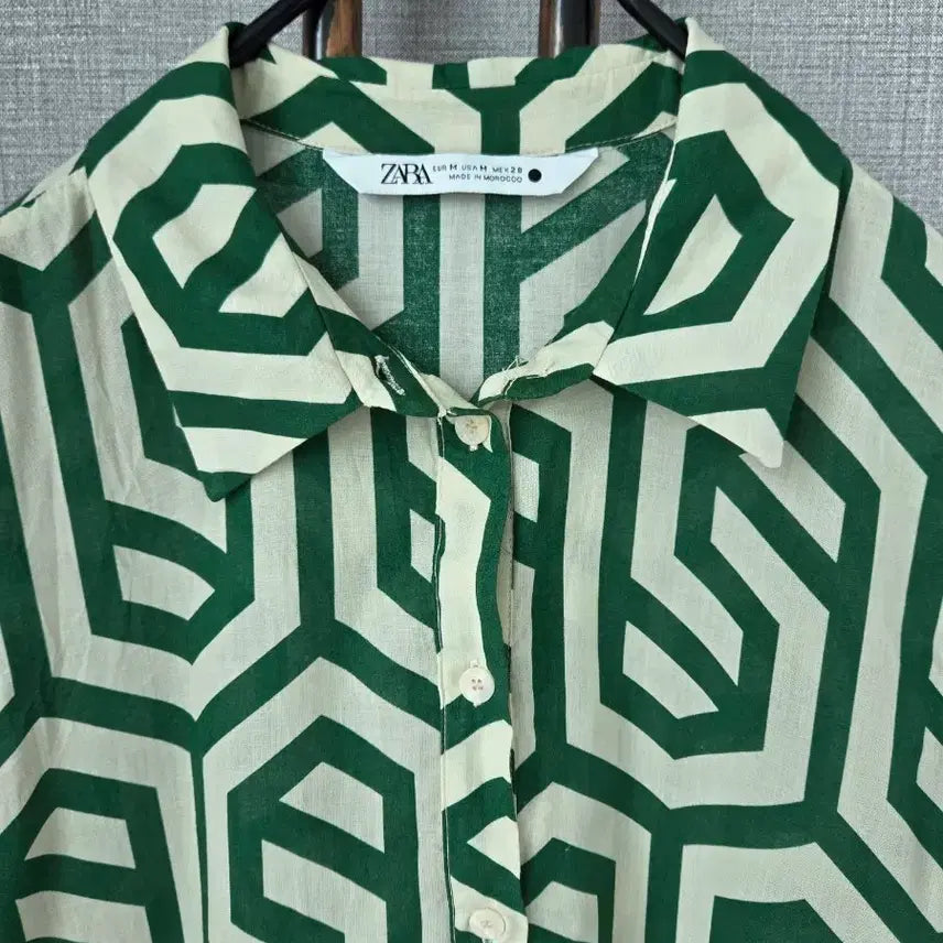[BUNJANG] ZARA Green Pattern Maxi Dress / 자라 그린패턴 풍성맥시원피스