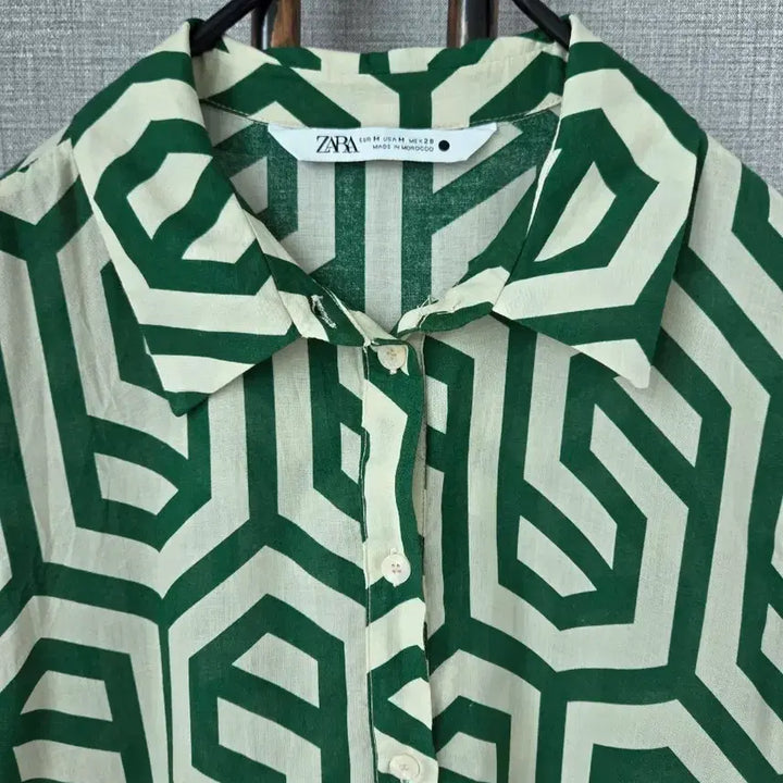 [BUNJANG] ZARA Green Pattern Maxi Dress / 자라 그린패턴 풍성맥시원피스