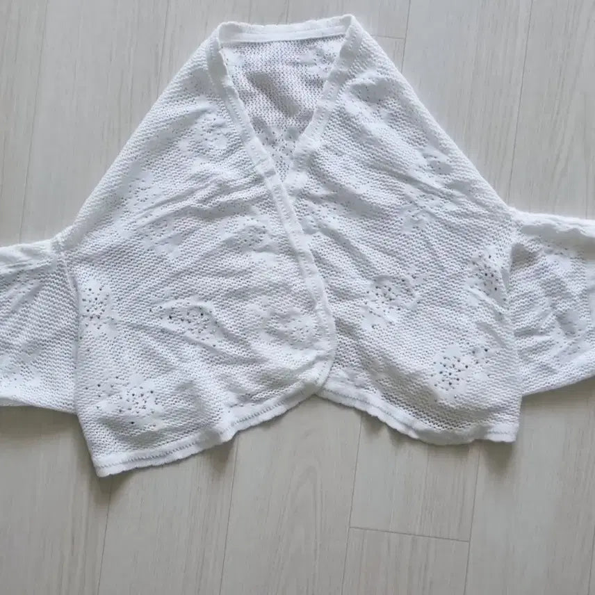 [BUNJANG] White Punching Knit Bolero Cardigan / 화이트 펀칭 니트 가디건 Free볼레로