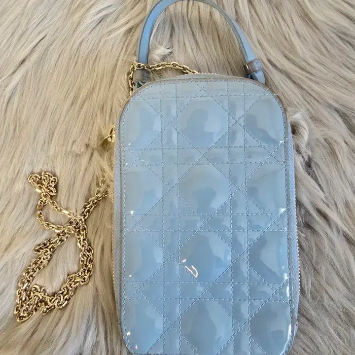 [BUNJANG] Dior Lady Dior Patent Leather Chain Bag / 디올 레이디디올 페이던트 블루 체인백