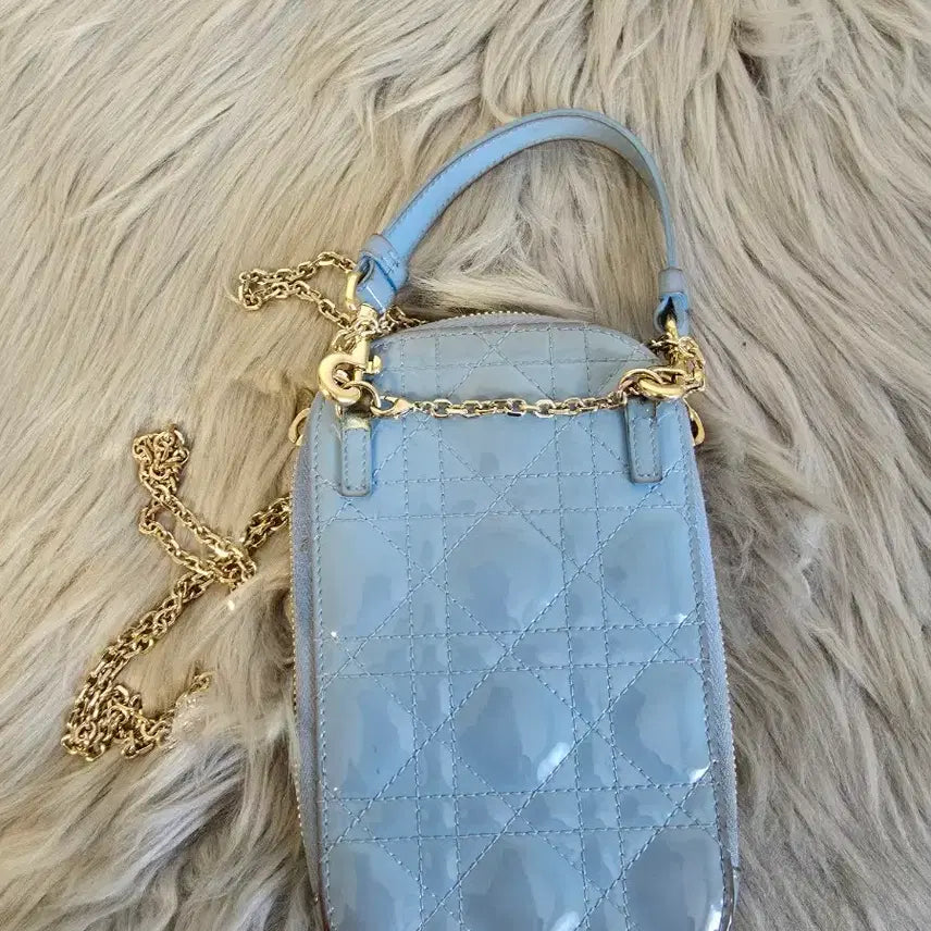 [BUNJANG] Dior Lady Dior Patent Leather Chain Bag / 디올 레이디디올 페이던트 블루 체인백