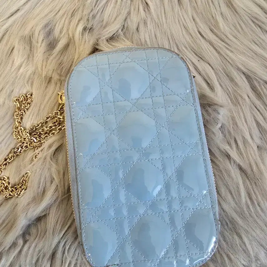 [BUNJANG] Dior Lady Dior Patent Leather Chain Bag / 디올 레이디디올 페이던트 블루 체인백