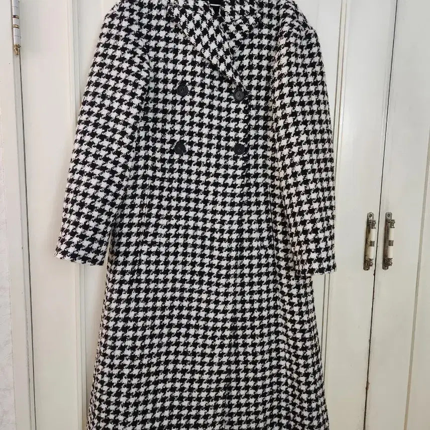 [BUNJANG] 11am Houndstooth Check Double-Breasted Long Coat / 새상품 11am 롱코트