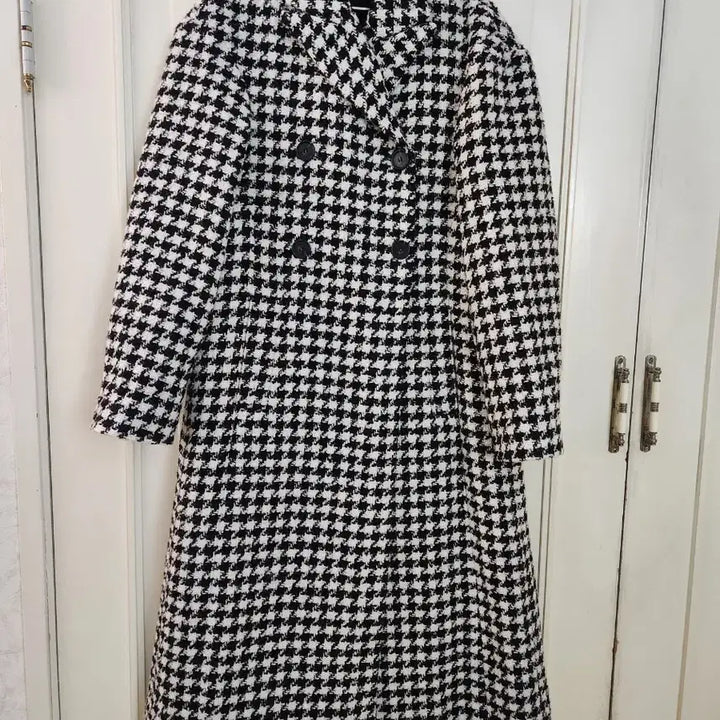 [BUNJANG] 11am Houndstooth Check Double-Breasted Long Coat / 새상품 11am 롱코트