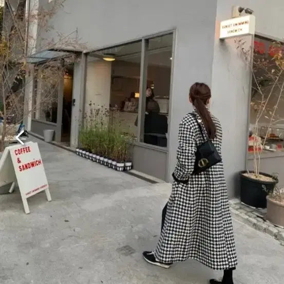 [BUNJANG] 11am Houndstooth Check Double-Breasted Long Coat / 새상품 11am 롱코트