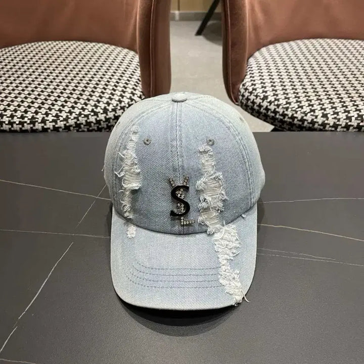 [BUNJANG] Saint Laurent Damaged Denim Baseball Cap / 생로랑(YSL) 데미지 데님 야구 모자